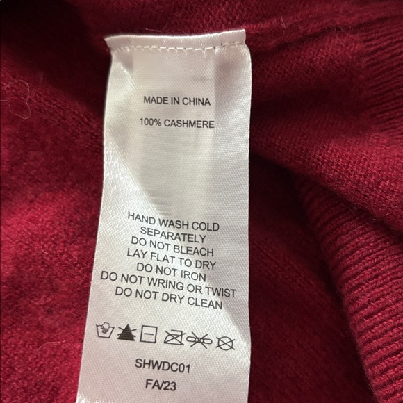 Quince Cashmere V-Neck Sweater in Crimson Red - Picture 6 of 6